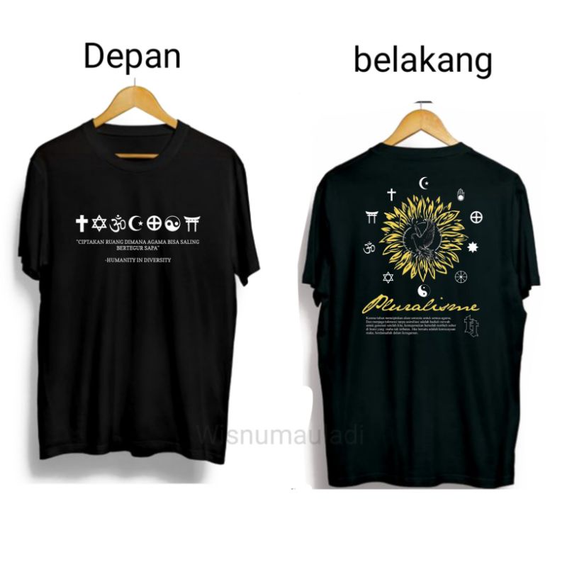 Kaos pluralisme / gusdur / kaos panjang umur hal hal baik / pluralisme peace tshirt black