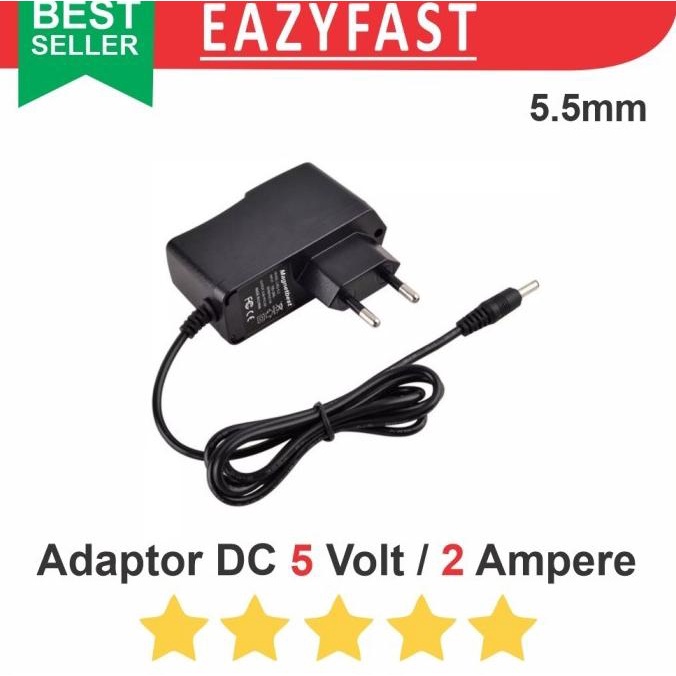 Adaptor DC 5V 2A 5.5mm 5 V Volt 2 A Ampere PSU Power Supply Trafo efst90 Kualitas Baik