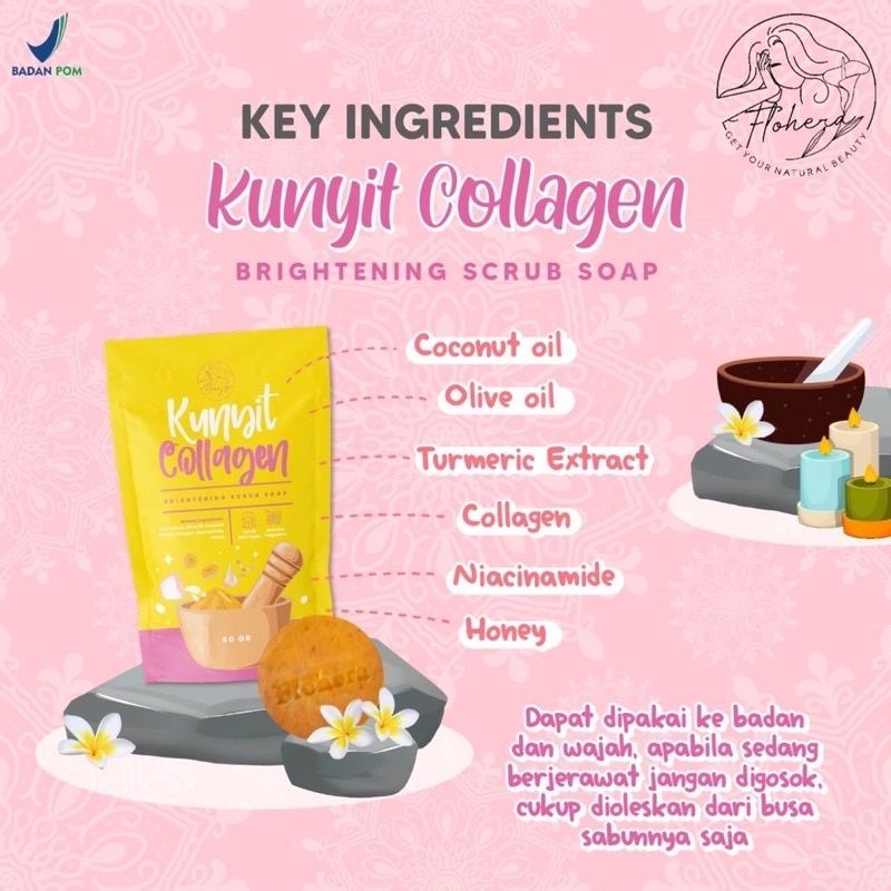 SABUN KUNYIT COLLAGEN WHITENING SCRUB BADAN&amp;WAJAH BY flohera