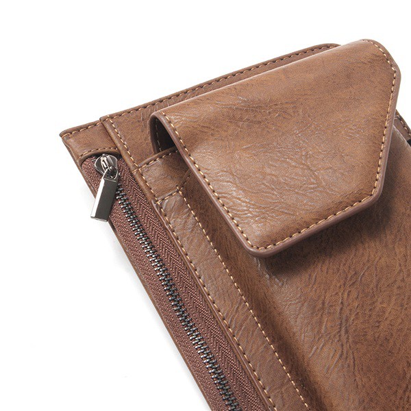 Waist Phone Bag PU Leather Vintage Model for Men - 6.3 inch Max - Tas Pinggang untuk Handphone