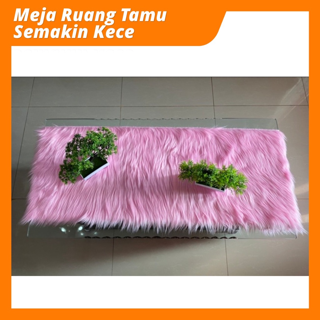 Taplak Meja Bulu Korea Import Aesthetic Premium Panjang Lembut Untuk Alas Meja Ruang Tamu Meja Belajar Meja Rias Alas Foto Produk Bentuk Kotak Bulat Bundar Kecil Besar 50x75 50x100 50x150 Warna Putih Abu Coklat Merah Ungu