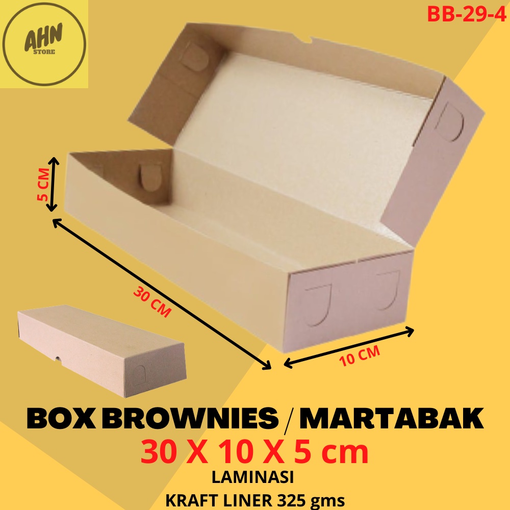 KARDUS DUS BOX BROWNIES MARTABAK / KARDUS KOTAK BOLEN KUE BOLU ROTI BROWNIS 30x10x5 CM LAMINASI