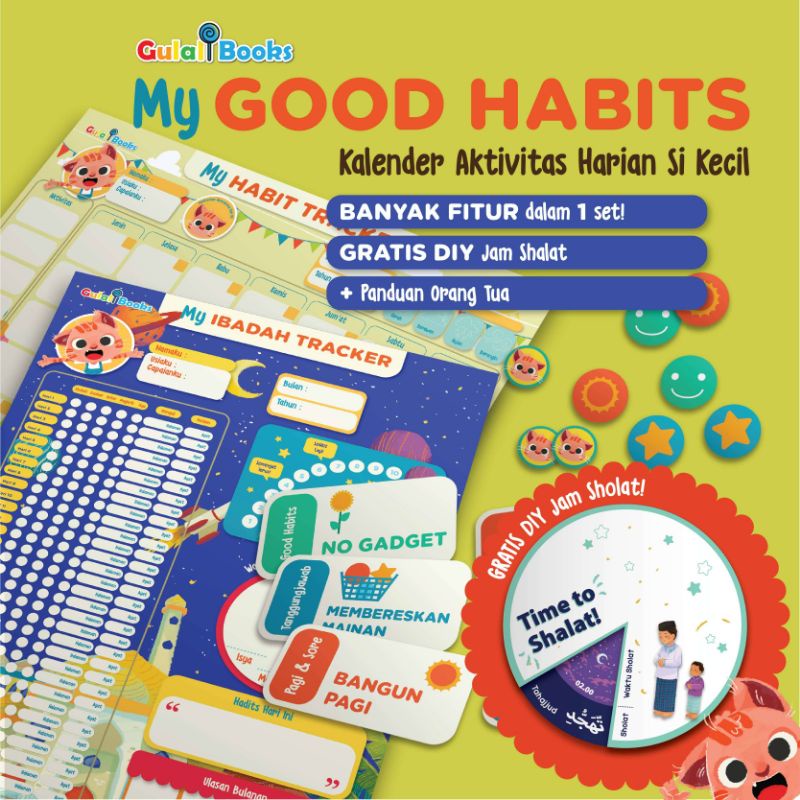 

Meja Lipat Gulali books + poster my new good habits