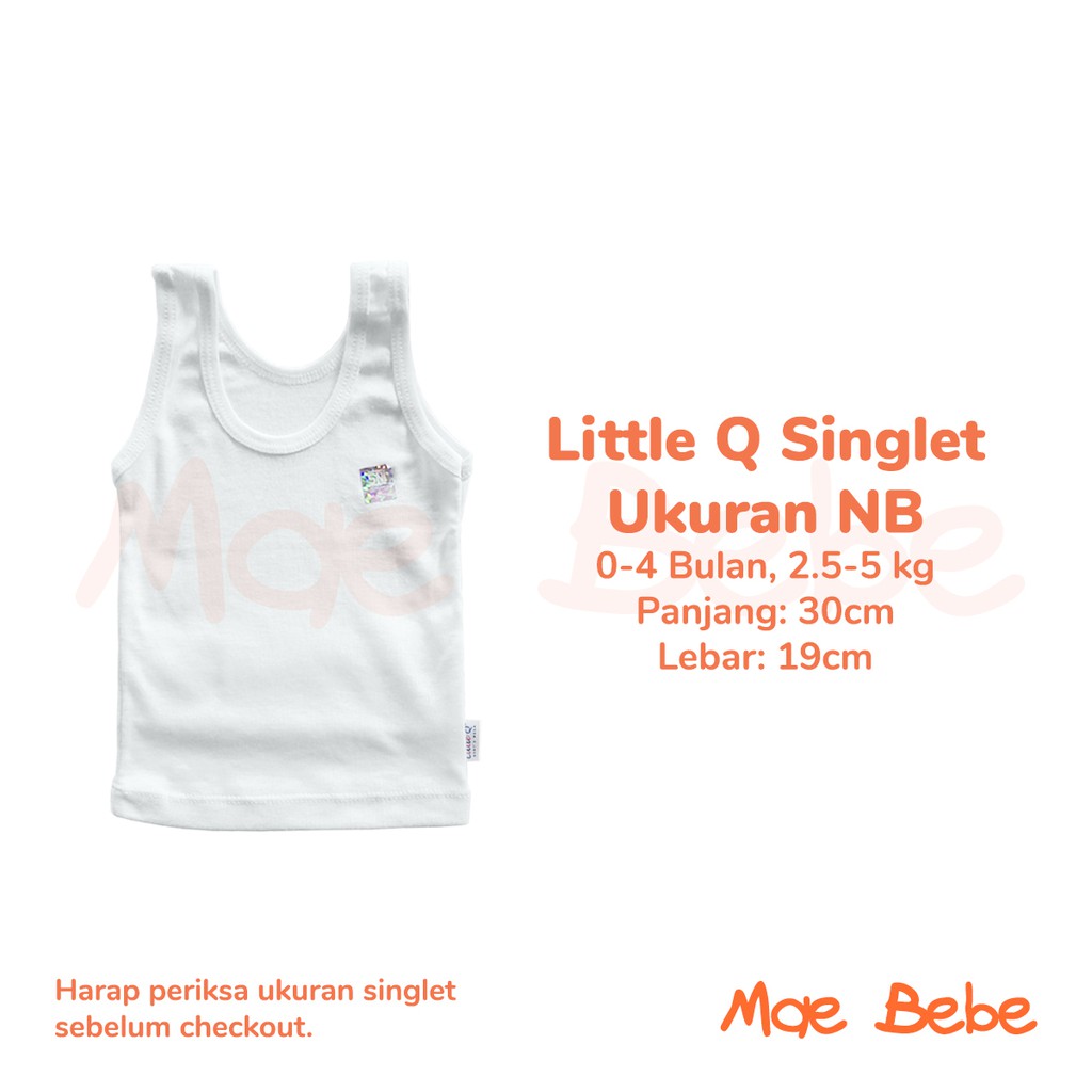 [Ukuran Newborn NB] Little Q Singlet Baby Kaos Dalam Bayi 0-4 Bulan