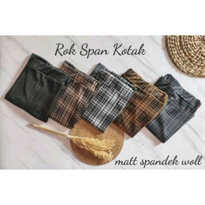 Rok span tartan korean style | Rok span kotak kotak panjang