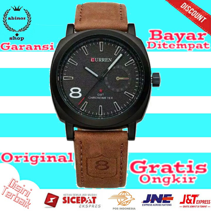 Jam Tangan CURREN ORI ORIGINAL Pria tahan air Tali Kulit TERBARU anti air cowo KEREN CASUAL JA 105