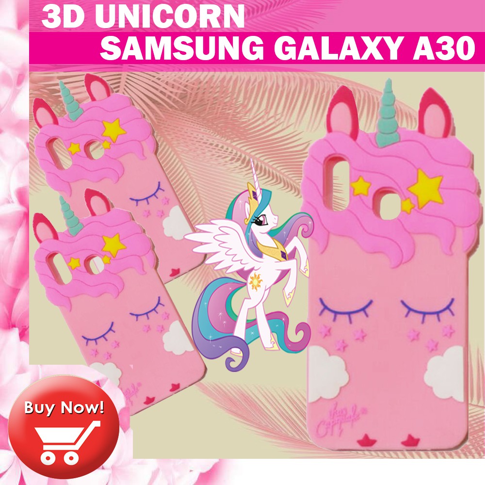 Silikon 3D Karakter Samsung Galaxy A30 Unicorn 3D Case Boneka Samsung A30 Silikon 4D Samsung A30