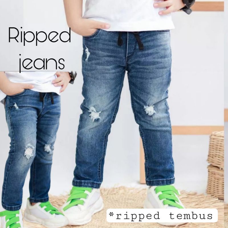 celana ripped jeans anak (ripped tembus)