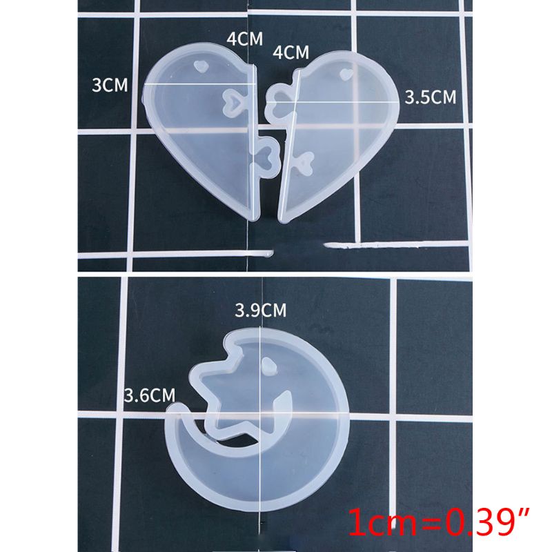 SIY  Couple Heart-shaped Puzzle Mould DIY Crystal Epoxy Molds Stars Moon Pendant Mold