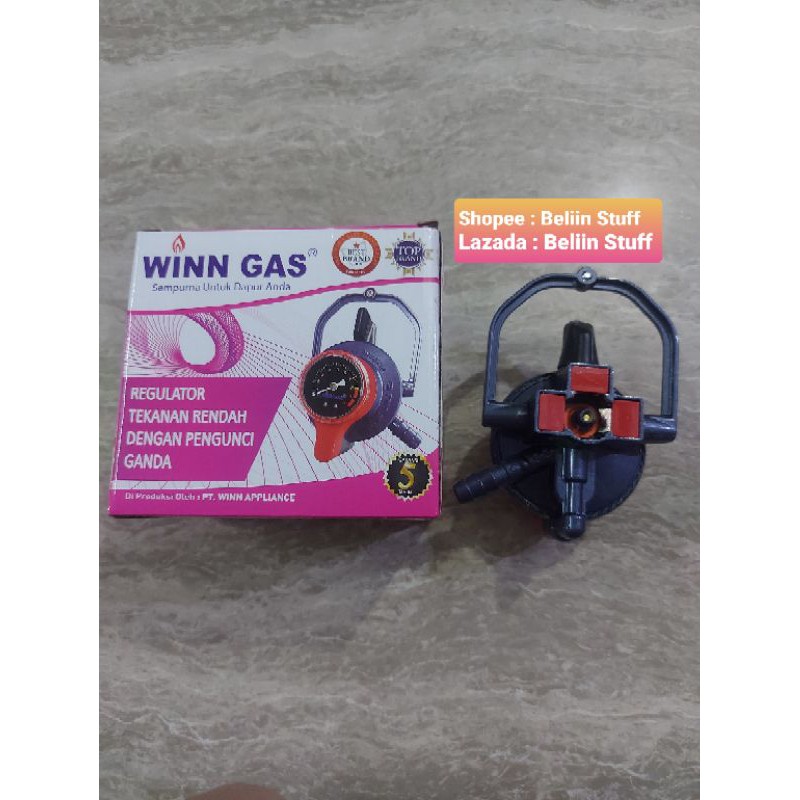 Regulator Tekanan Rendah dengan Pengunci Ganda WINN GAS tipe W-900 M/ Kepala Gas + Ampere Meter