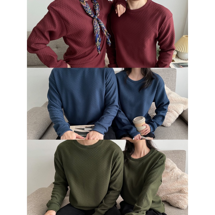 Kadaka U-0107 Sweater Unisex Pria Wanita Tangan Panjang Cotton Emboss