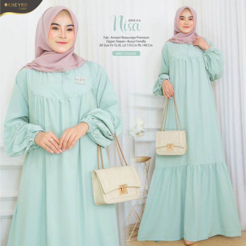 NISA / MORA / RISTA dress by Kheyra Hijab Maxi Dress Wanita Busui Armani Rosecrepe premium Shakila I