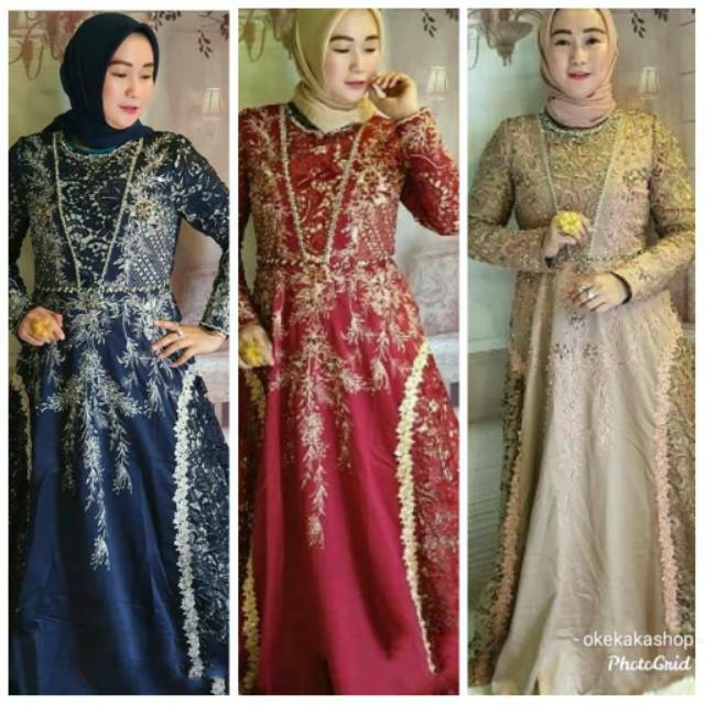 Bibiq Fashion 35366-1 Maxidress Fashion Wanita Baju Gamis Bibiq Pesta Brukat Mewah Terbaru