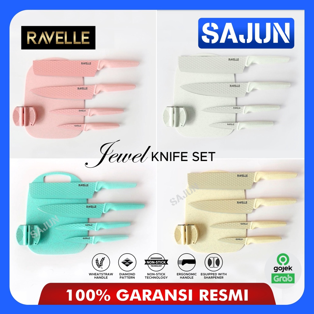 RAVELLE Jewel Knife Set 6 in 1 Non Stick Diamond Knife