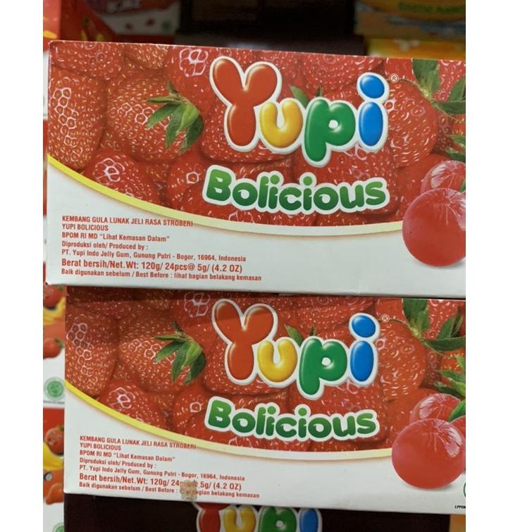 

TREND KEKINIAN Yupi Bolicious Strawberry 1 box isi 24 pcs ★ 890