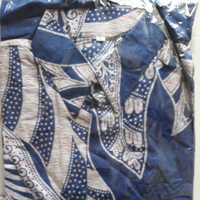 Baju Batik Pria Dewasa-kemeja Batik Motif Wayang Pandawa Biru