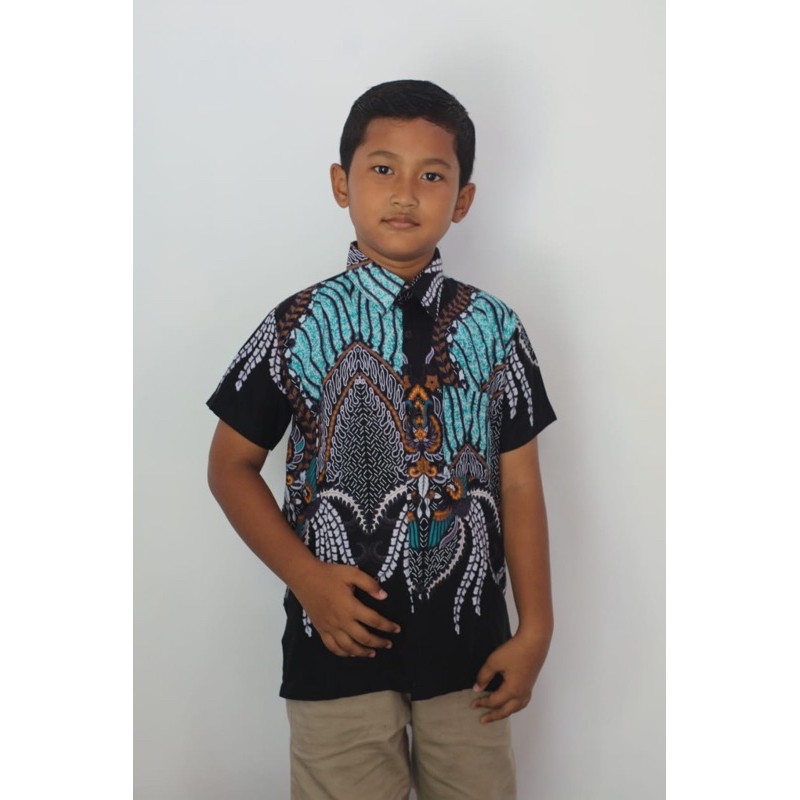 BATIK COUPLE ANAK  TERBARU-HEM Madu hijau