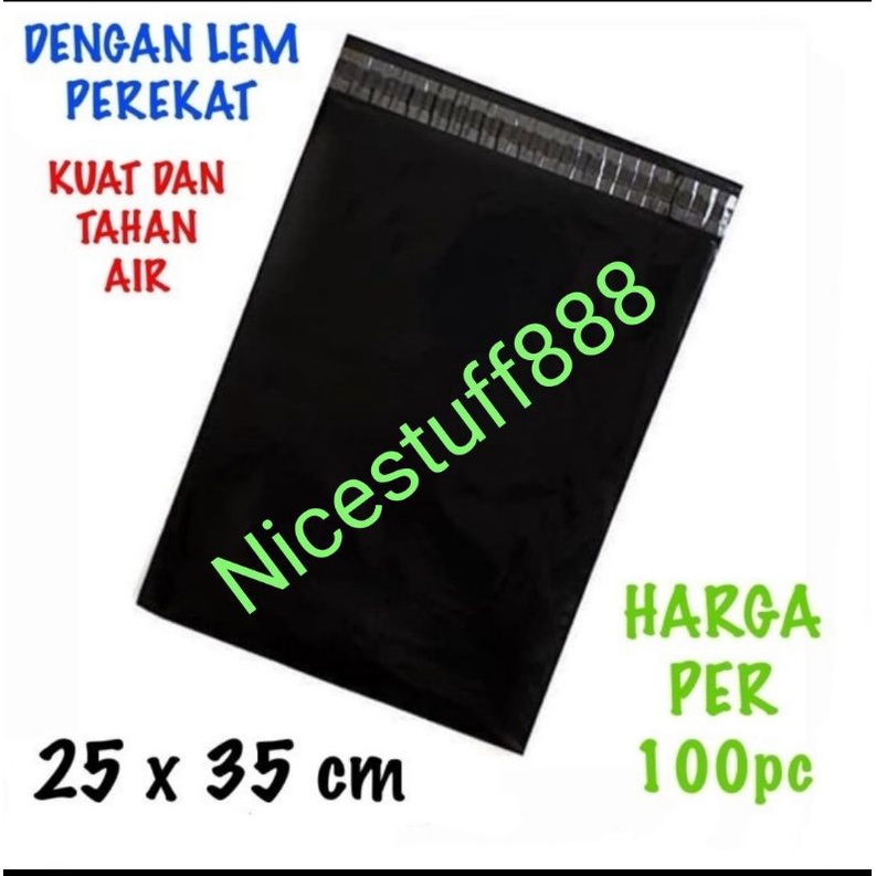 

PLASTIK POLYMAILER Ukuran 25x35cm Packing Warna Hitam Harga per ikat Murah Nicestuff888