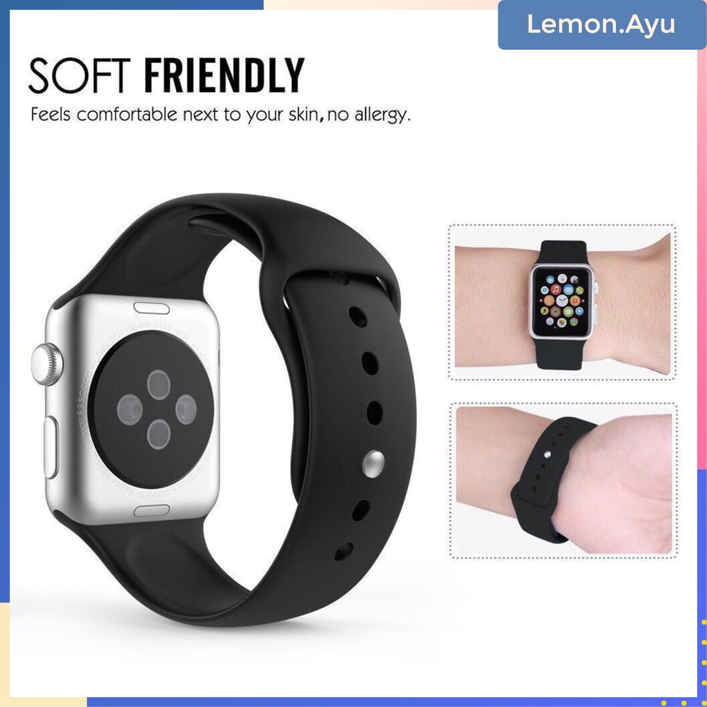 Strap iWatch Soft Silicone Sport Band for Apple Watch Series 1 2 3 4 5 6 SE 38mm 40mm 42mm 44mm Series 7 41mm 45mm