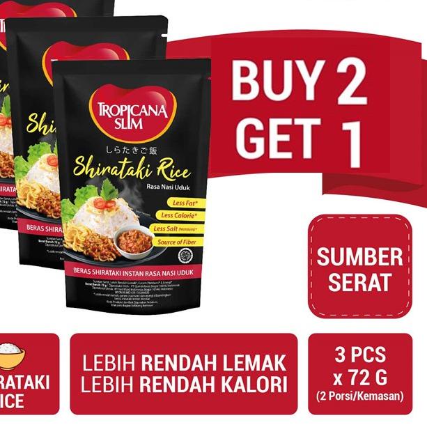 

DS2D⋆ Triple Pack - Tropicana Slim Shirataki Rice 72 g - Bantu Dukung Hidup Sehat Barang Baru