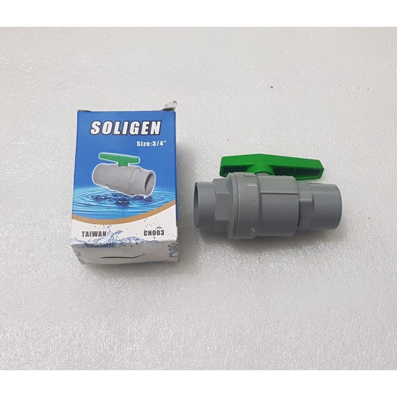 Stop kran ball valve pvc 1/2” 3/4” Soligen