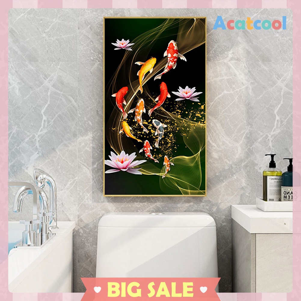 45x85cm Koi Fish Lotus Diamond Painting Full Round Drill Cross Stitch Kit