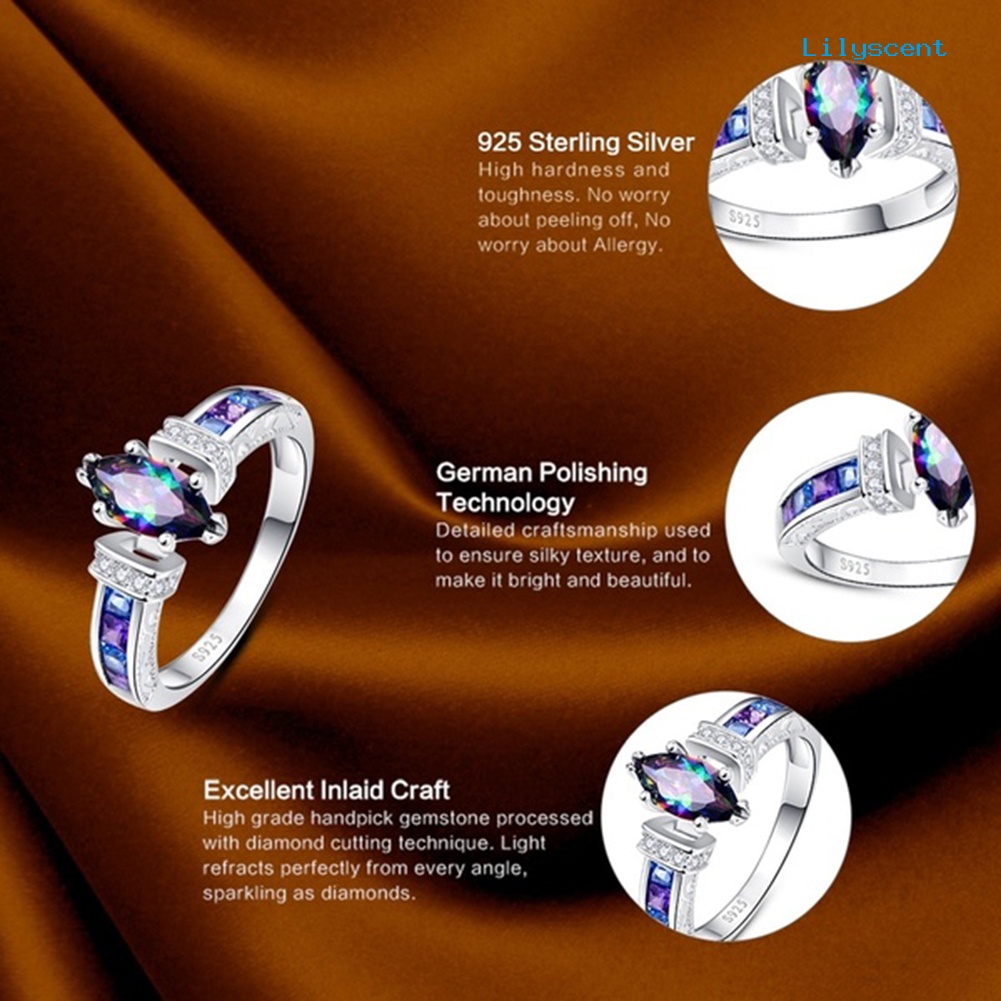 Cincin Marquise Cut Cubic Zirconia Warna-Warni Untuk Wanita