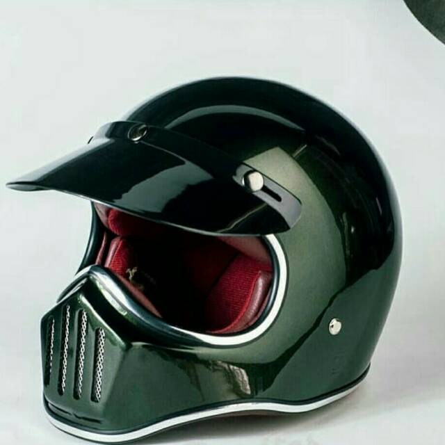 Helm Cakil Motor Retro Boulter Brawler Olive Green