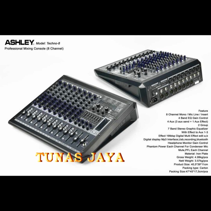 MIXER ASHLEY TECHNO8 TECHNO 8 8CHANNEL ORIGINAL