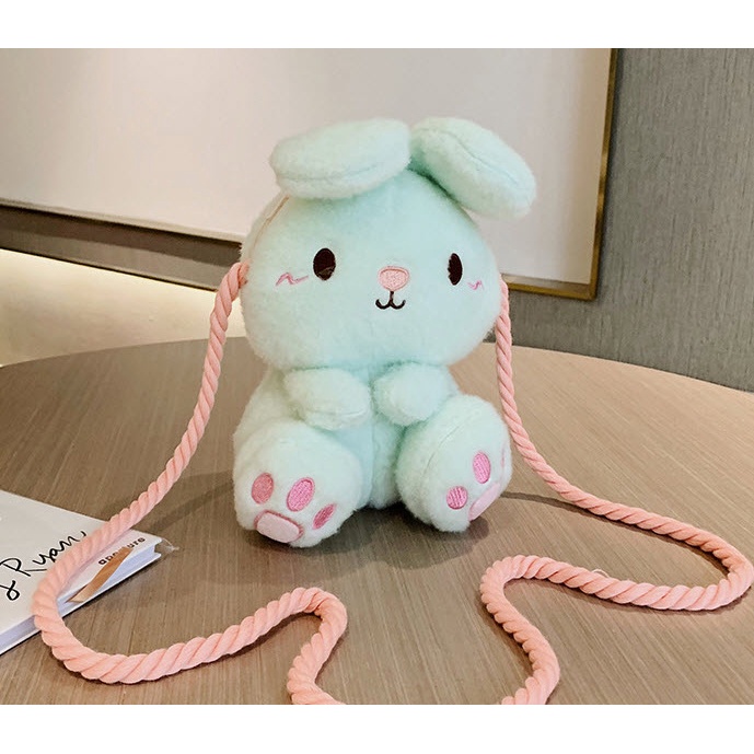 Tas Selempang bulu baby bunny lucu imut gemoy Wanita Baru Boneka Kasual Tas Kepribadian Kartun kelinci bunny 2305