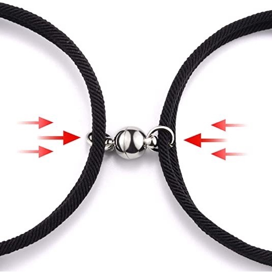 Gelang Couple Magnet Hitam Perjanjian Adjustable/ Gelang Sahabat