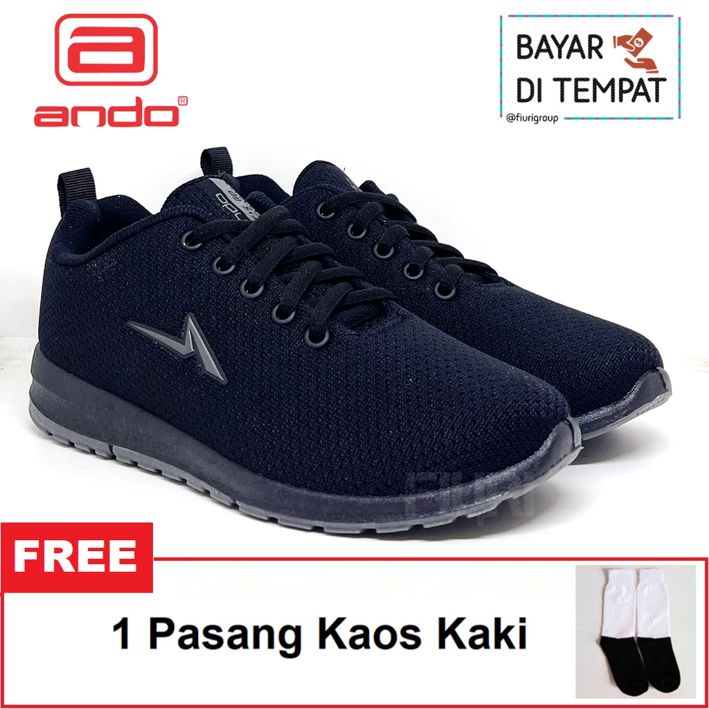 FIURI - ANDO ORIGINAL - SIP 32 33-40 FULL HITAM - SEPATU SNEAKERS SPORT KANVAS SOL KARET WANITA PRIA - SEPATU KETS TRENDY ANAK PEREMPUAN LAKI-LAKI - SEPATU OLAHRAGA LARI FITNES SENAM KERJA KULIAH SEKOLAH SD SMP SMA BERTALI CEWEK COWOK MURAH PROMO DISKON