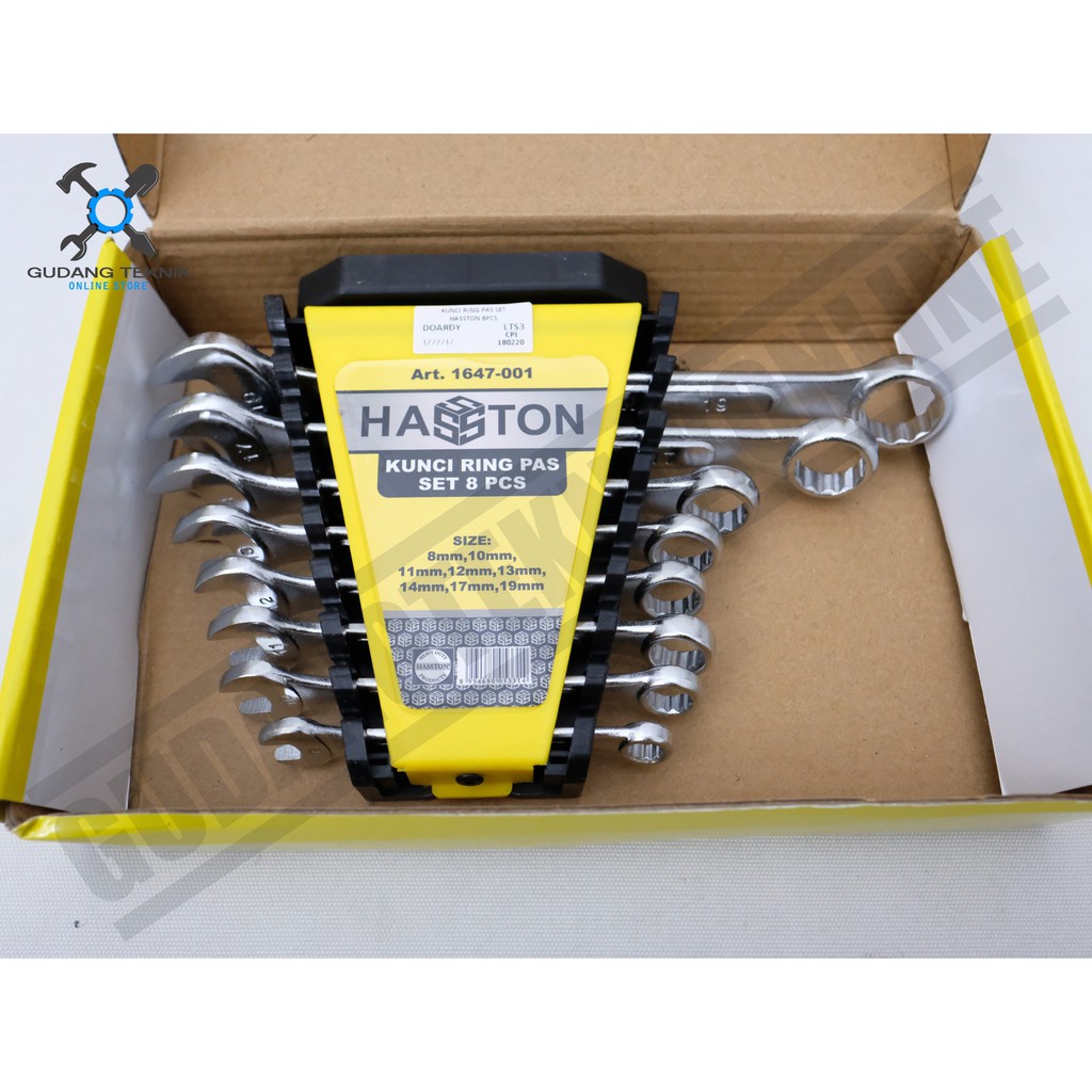 Kunci Ring Pas 1 SET HASSTON PROHEX 8 Pcs  - Combination Wrench 8pcs size 8 - 19mm 1647-001