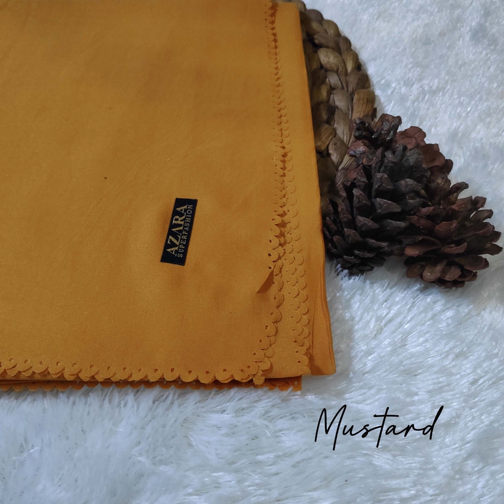 HIJAB AZARA VOAL LASERCUT, VOAL AZARA, JILBAB SEGI EMPAT AZARA VOAL LC, AZARA VOAL JAPAN LC-Mustard