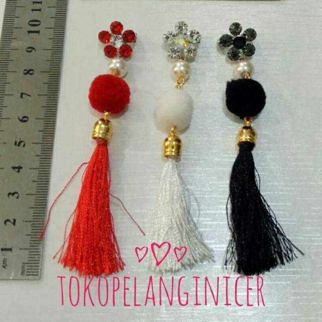 Bros Dagu Pompom Tassel /by Pusat Grosir murah  Ecer/ Aksesoris Bross Handmade Tokopelanginicer