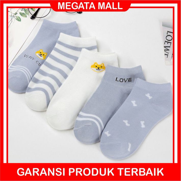 ♫ Megata ♫ A110 Kaos Kaki Wanita Motif Blue Bear Love Fashion Korea Women Sock Import Murah