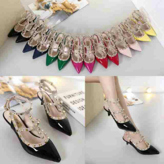 Sepatu Valentino RockStud Rolling Ankle Strap 712-6 Heels 5,5 cm Kualitas Semi Original ( Mir