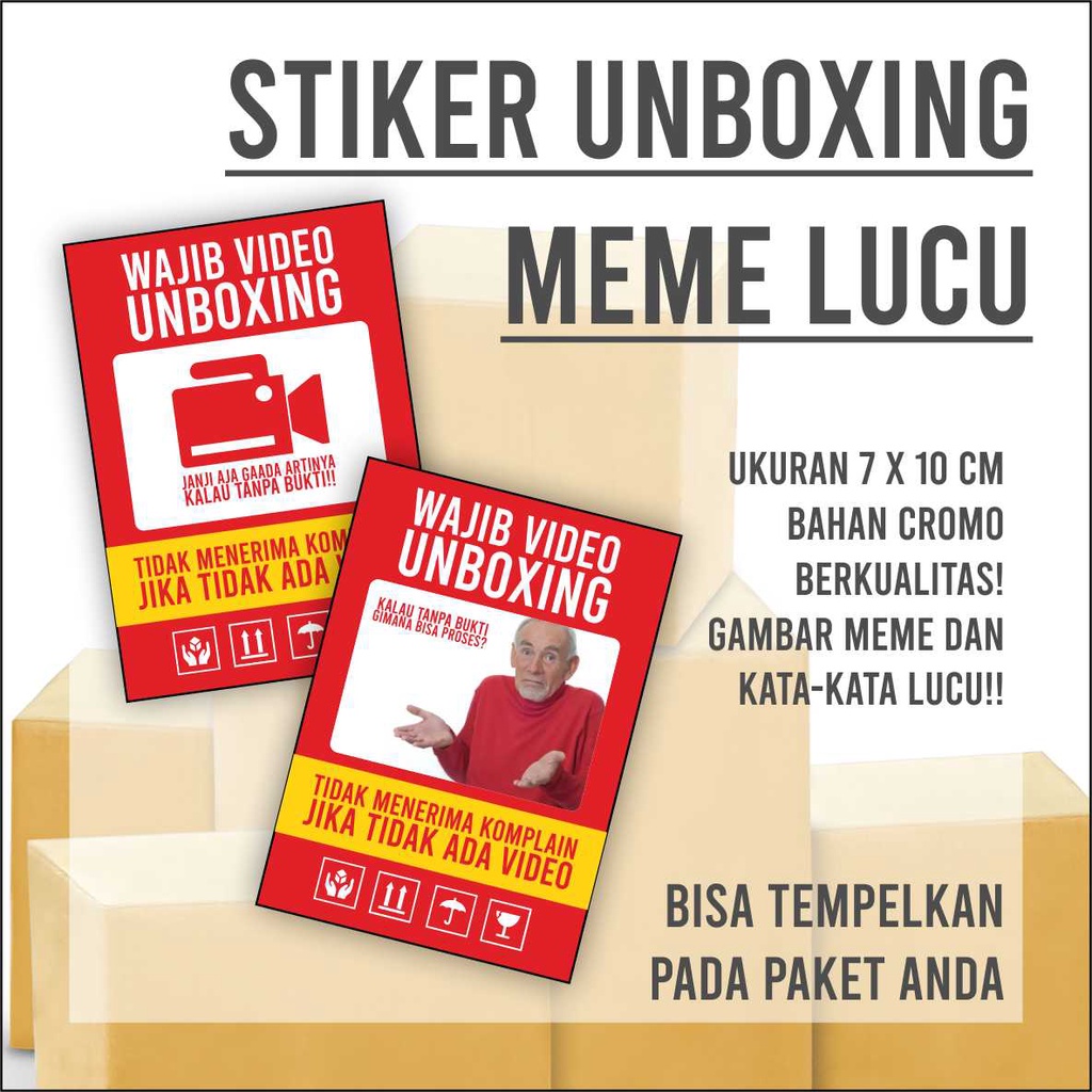 

Stiker Video Unboxing Untuk Paket Dengan Gambar Meme Lucu kekinian