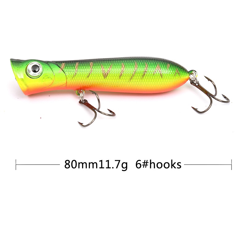 10Pcs Popper Fishing Lure 8cm/11.7g Swimbait Umpan Pancing Swimbait Ikan Bass Bait Minnow Floating