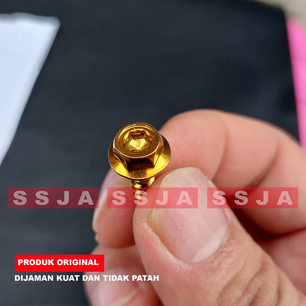 10 PCS Baut Body Yamaha 5x16 Gold biru twotone