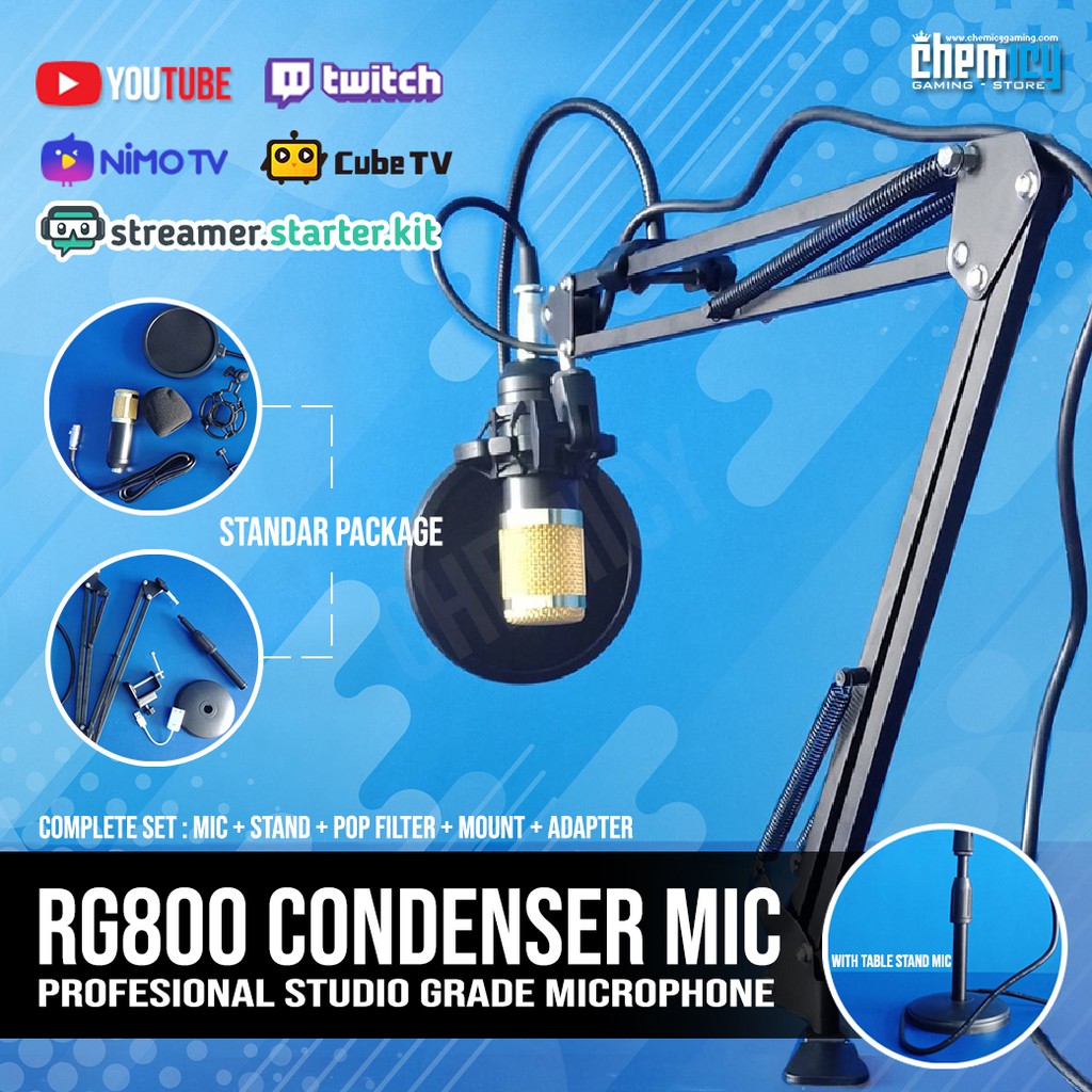RG800 Condenser Microphone Complete Kit for Streamer / Youtuber