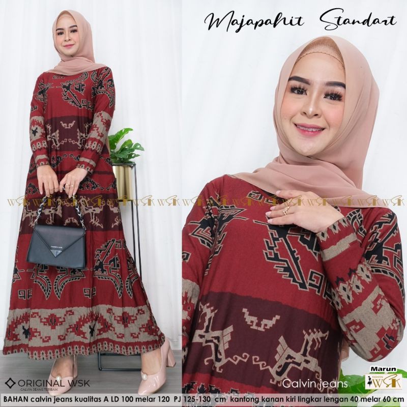 GAMIS TERBARU Majapahit dres matt Calvin Jeans Premium Ori dres wanita kondangan arisan pesta harian