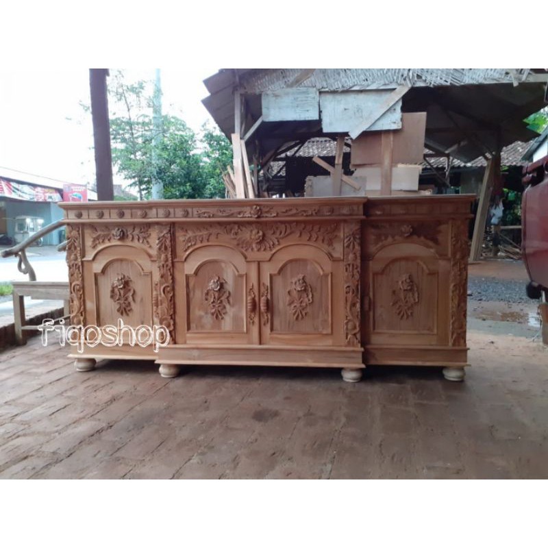 Bufet Tv Ukir Minimalis Mentah Kayu Jati Furniture Jepara