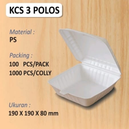 Styrofoam Lunch Box KCS Besar Polos 100pcs