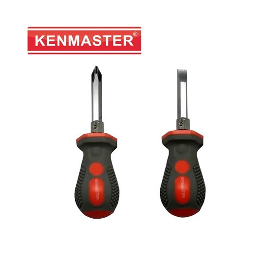 Obeng Buntek 1pcs - Kenmaster Obeng Pendek Bulak Balik - Obeng Min Plus gg Karet