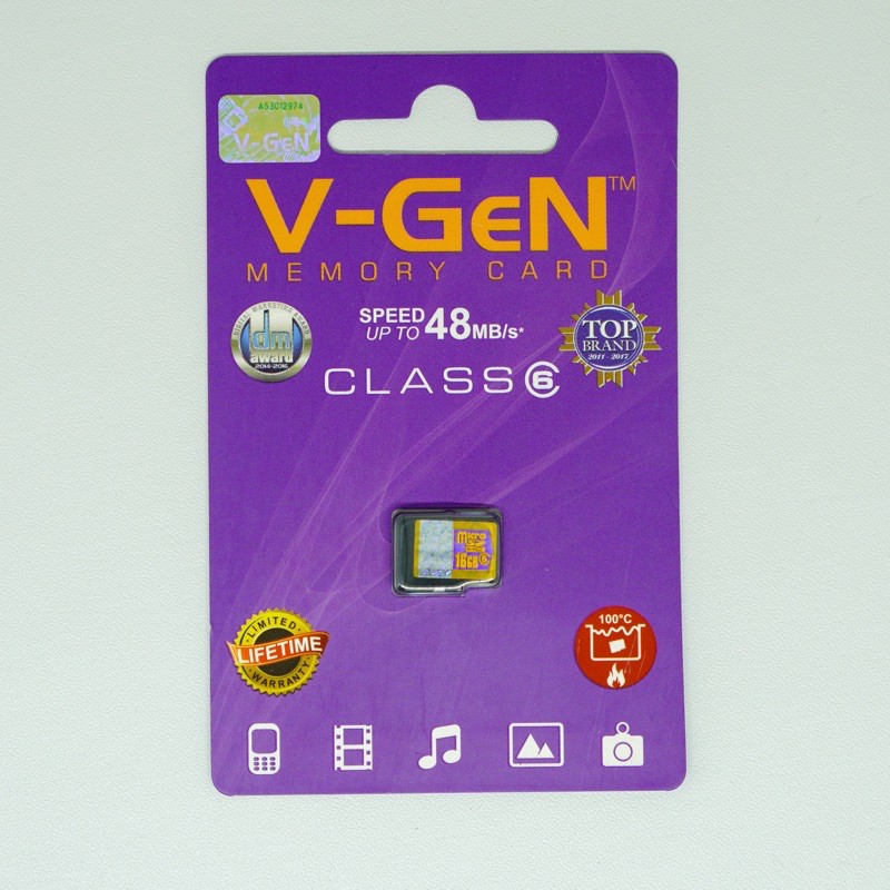 Micro SD 16GB Class 6 V-GeN Memory Card Vgen 16 GB Original