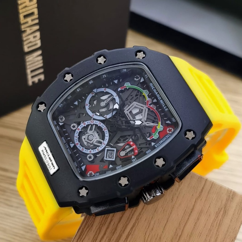 JAM TANGAN FASHION COWOK RM-50 CHRONO VARIASI D-4CM (FREE BOX & BATRAI CADANGAN)