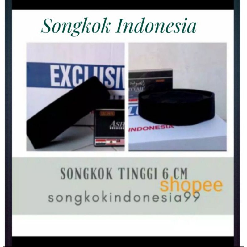 SONGKOK PREMIUM HITAM CAK LONTONG TINGGI 6 CM  PECI PENDEK KOPIAH BLUDRU IMPORT