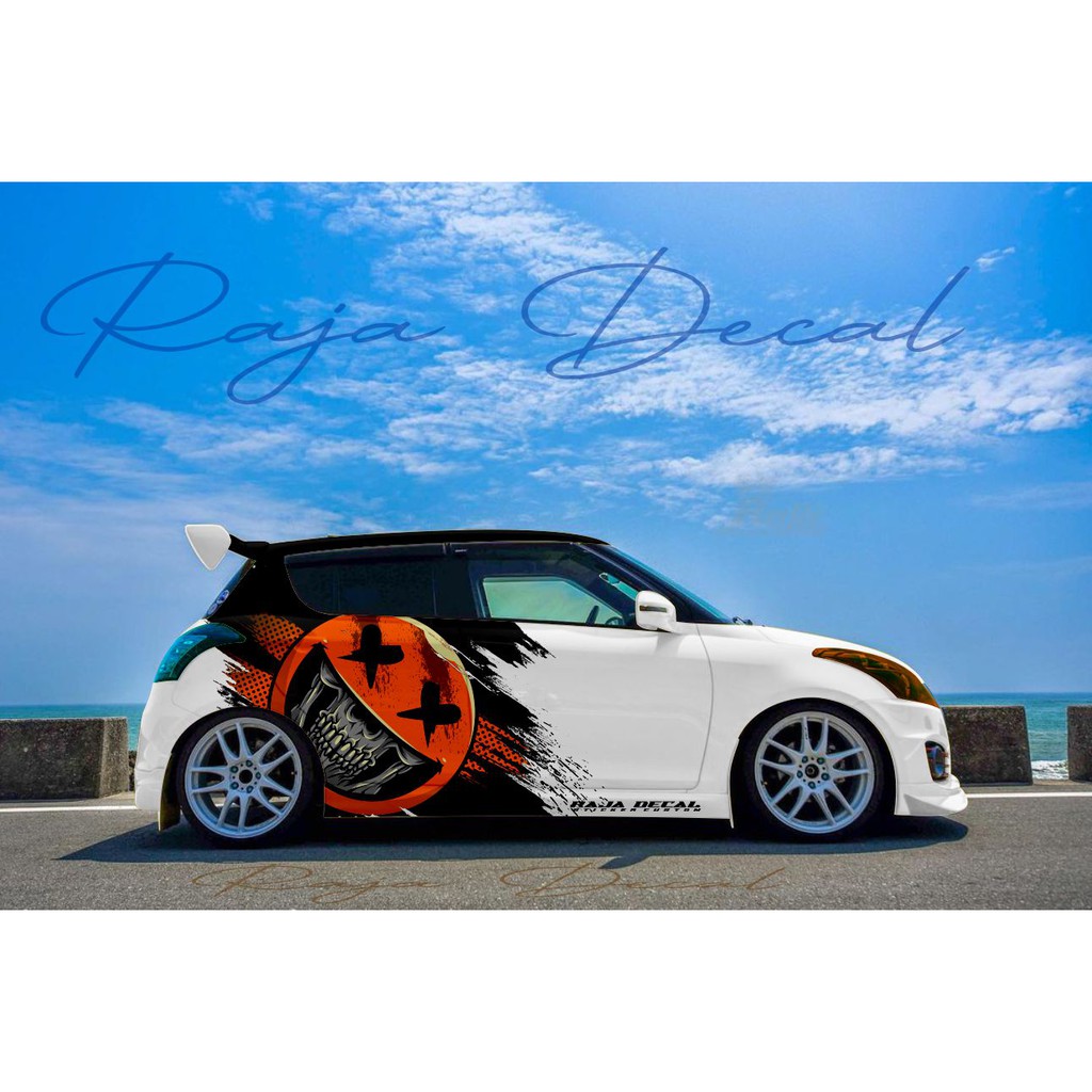 Sticker Striping Variasi Mobil Suzuki Swift Disain Custome Skull Smile