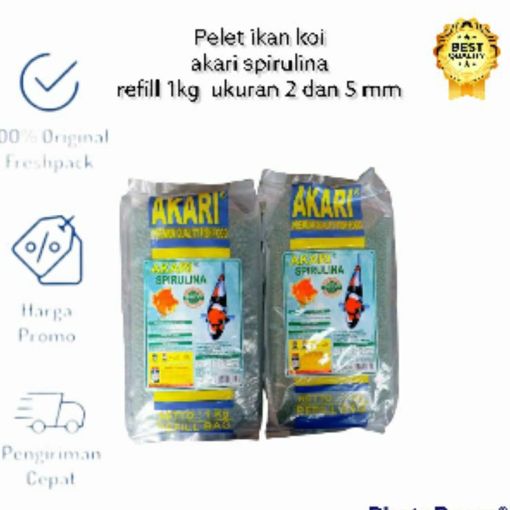 Akari Spirulina Refill 1kg 2MM 5MM Pelet Pakan Ikan Hias Koi Koki Louhan Cichlid oscan Parrot